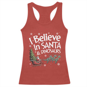 Funny Christmas Dino Racerback Tank Top I Believe In Santa And Dinosaur TS11 Red Print Your Wear