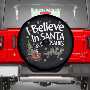 Funny Christmas Dino Spare Tire Cover I Believe In Santa And Dinosaur TS11 Black Print Your Wear