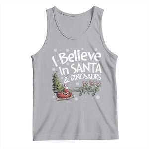 Funny Christmas Dino Tank Top I Believe In Santa And Dinosaur - Print Your Wear