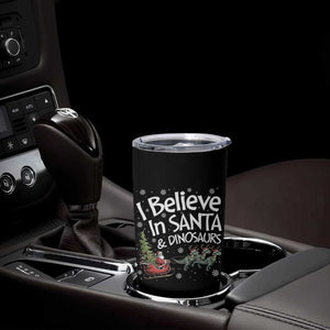 Funny Christmas Dino Tumbler Cup I Believe In Santa And Dinosaur TS11 Print Your Wear