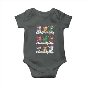 Dabbing Santa Elf Friends Christmas Light Baby Onesie TS11 Dark Heather Print Your Wear