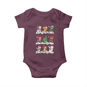 Dabbing Santa Elf Friends Christmas Light Baby Onesie TS11 Maroon Print Your Wear