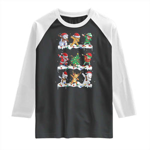 Dabbing Santa Elf Friends Christmas Light Raglan Shirt TS11 Black White Print Your Wear