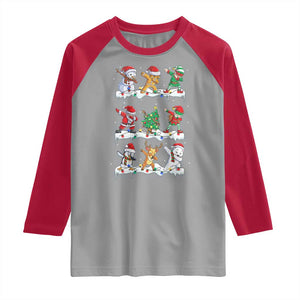 Dabbing Santa Elf Friends Christmas Light Raglan Shirt TS11 Sport Gray Red Print Your Wear