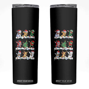 Dabbing Santa Elf Friends Christmas Light Skinny Tumbler TS11 Black Print Your Wear