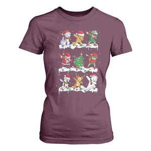 Dabbing Santa Elf Friends Christmas Light T Shirt For Women TS11 Maroon Print Your Wear
