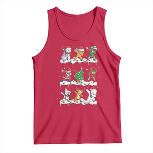 Dabbing Santa Elf Friends Christmas Light Tank Top TS11 Red Print Your Wear