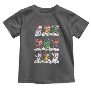 Dabbing Santa Elf Friends Christmas Light Toddler T Shirt TS11 Dark Heather Print Your Wear