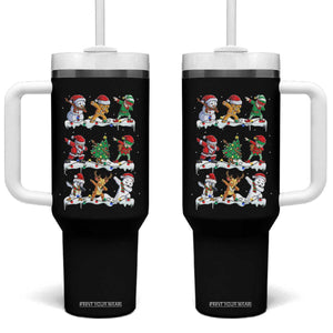 Dabbing Santa Elf Friends Christmas Light Tumbler With Handle TS11 One Size: 40 oz Black Print Your Wear