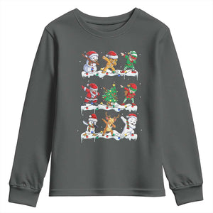 Dabbing Santa Elf Friends Christmas Light Youth Sweatshirt TS11 Dark Heather Print Your Wear