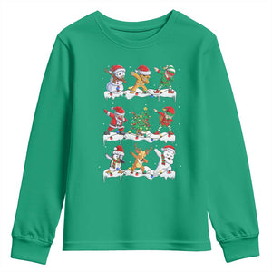Dabbing Santa Elf Friends Christmas Light Youth Sweatshirt TS11 Irish Green Print Your Wear