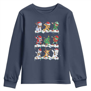 Dabbing Santa Elf Friends Christmas Light Youth Sweatshirt TS11 Navy Print Your Wear