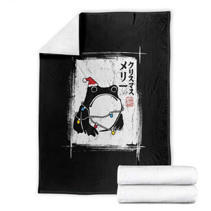 Funny Christmas Japanese Throw Blanket Santa Frog Ukiyoe Art TS11 Black Print Your Wear
