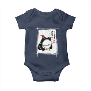 Funny Christmas Japanese Baby Onesie Santa Frog Ukiyoe Art TS11 Navy Print Your Wear