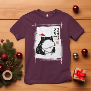 Funny Christmas Japanese T Shirt Santa Frog Ukiyoe Art TS11 Maroon Print Your Wear