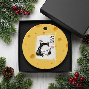 Funny Christmas Japanese Ceramic Ornament Santa Frog Ukiyoe Art TS11 1pc Yellow Cheese Print Your Wear