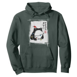 Funny Christmas Japanese Hoodie Santa Frog Ukiyoe Art TS11 Dark Forest Green Print Your Wear