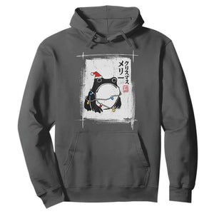 Funny Christmas Japanese Hoodie Santa Frog Ukiyoe Art TS11 Dark Heather Print Your Wear