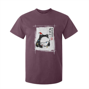 Funny Christmas Japanese T Shirt For Kid Santa Frog Ukiyoe Art TS11 Maroon Print Your Wear