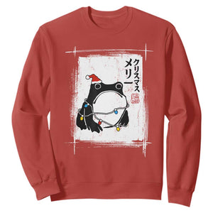 Funny Christmas Japanese Sweatshirt Santa Frog Ukiyoe Art TS11 Red Print Your Wear