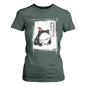Funny Christmas Japanese T Shirt For Women Santa Frog Ukiyoe Art TS11 Dark Forest Green Print Your Wear