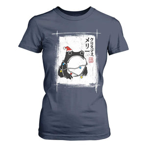 Funny Christmas Japanese T Shirt For Women Santa Frog Ukiyoe Art TS11 Navy Print Your Wear