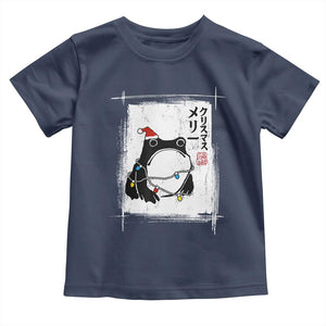 Funny Christmas Japanese Toddler T Shirt Santa Frog Ukiyoe Art TS11 Navy Print Your Wear