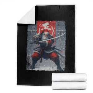 Christmas Samurai Santa Throw Blanket Japanese Xmas Warrior Sword Katana TS11 Black Print Your Wear
