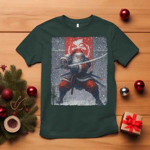 Christmas Samurai Santa T Shirt Japanese Xmas Warrior Sword Katana TS11 Dark Forest Green Print Your Wear