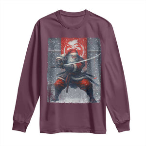 Christmas Samurai Santa Long Sleeve Shirt Japanese Xmas Warrior Sword Katana TS11 Maroon Print Your Wear