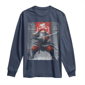 Christmas Samurai Santa Long Sleeve Shirt Japanese Xmas Warrior Sword Katana TS11 Navy Print Your Wear