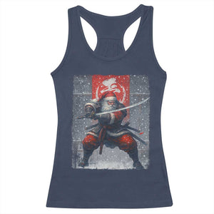 Christmas Samurai Santa Racerback Tank Top Japanese Xmas Warrior Sword Katana TS11 Navy Print Your Wear