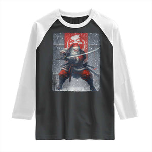 Christmas Samurai Santa Raglan Shirt Japanese Xmas Warrior Sword Katana TS11 Black White Print Your Wear