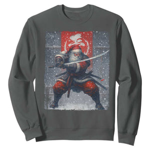 Christmas Samurai Santa Sweatshirt Japanese Xmas Warrior Sword Katana TS11 Dark Heather Print Your Wear