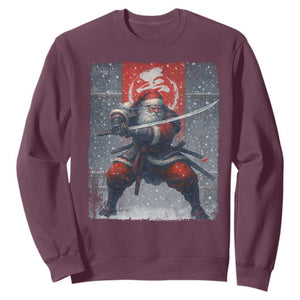 Christmas Samurai Santa Sweatshirt Japanese Xmas Warrior Sword Katana TS11 Maroon Print Your Wear