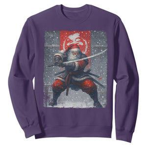 Christmas Samurai Santa Sweatshirt Japanese Xmas Warrior Sword Katana TS11 Purple Print Your Wear