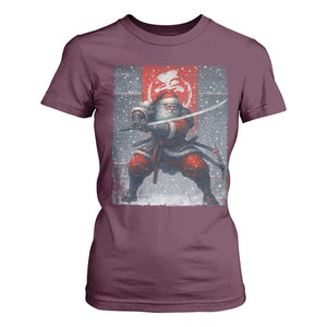 Christmas Samurai Santa T Shirt For Women Japanese Xmas Warrior Sword Katana TS11 Maroon Print Your Wear