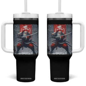 Christmas Samurai Santa Tumbler With Handle Japanese Xmas Warrior Sword Katana TS11 One Size: 40 oz Black Print Your Wear