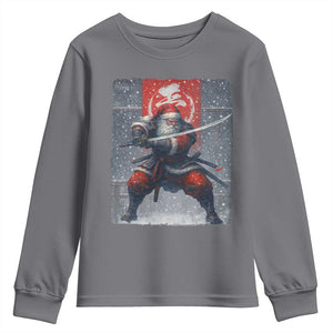 Christmas Samurai Santa Youth Sweatshirt Japanese Xmas Warrior Sword Katana TS11 Charcoal Print Your Wear