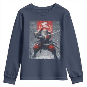 Christmas Samurai Santa Youth Sweatshirt Japanese Xmas Warrior Sword Katana TS11 Navy Print Your Wear