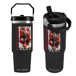 Christmas Samurai Santa Flip Straw Tumbler Japanese Xmas Warrior Ukiyo-e Art TS11 One Size: 30 oz Black Print Your Wear