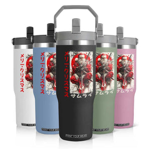 Christmas Samurai Santa Flip Straw Tumbler Japanese Xmas Warrior Ukiyo-e Art TS11 Print Your Wear