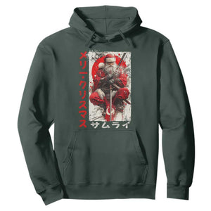 Christmas Samurai Santa Hoodie Japanese Xmas Warrior Ukiyo-e Art TS11 Dark Forest Green Print Your Wear