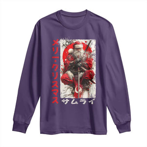 Christmas Samurai Santa Long Sleeve Shirt Japanese Xmas Warrior Ukiyo-e Art TS11 Purple Print Your Wear