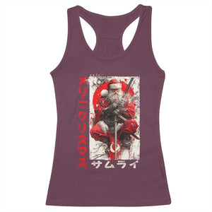 Christmas Samurai Santa Racerback Tank Top Japanese Xmas Warrior Ukiyo-e Art TS11 Maroon Print Your Wear