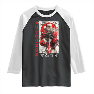 Christmas Samurai Santa Raglan Shirt Japanese Xmas Warrior Ukiyo-e Art TS11 Black White Print Your Wear