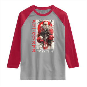 Christmas Samurai Santa Raglan Shirt Japanese Xmas Warrior Ukiyo-e Art TS11 Sport Gray Red Print Your Wear