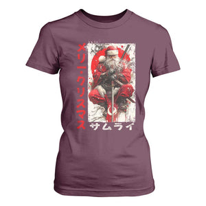 Christmas Samurai Santa T Shirt For Women Japanese Xmas Warrior Ukiyo-e Art TS11 Maroon Print Your Wear
