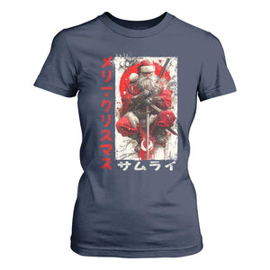 Christmas Samurai Santa T Shirt For Women Japanese Xmas Warrior Ukiyo-e Art TS11 Navy Print Your Wear
