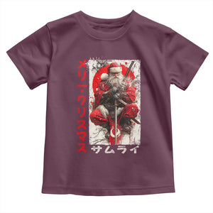 Christmas Samurai Santa Toddler T Shirt Japanese Xmas Warrior Ukiyo-e Art TS11 Maroon Print Your Wear